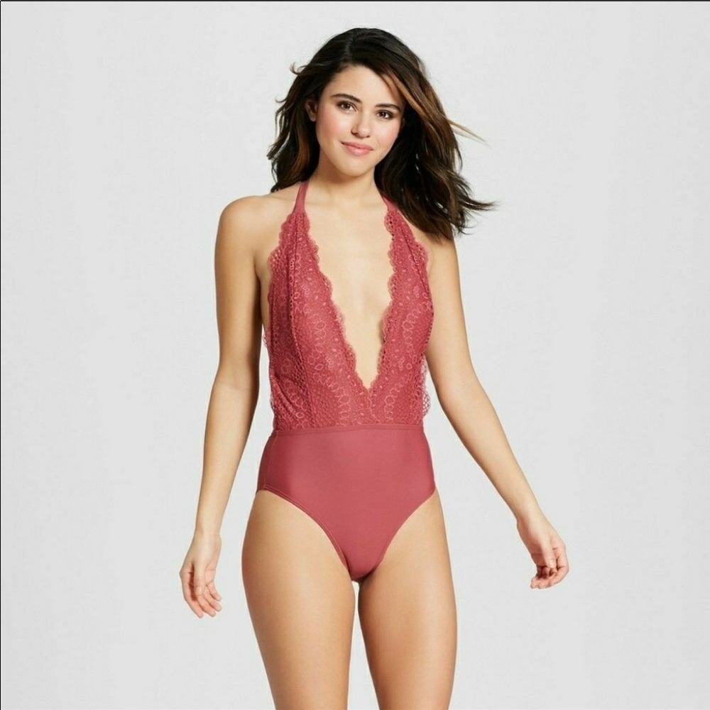 Xhileration one-piece lace swimsuit size medium